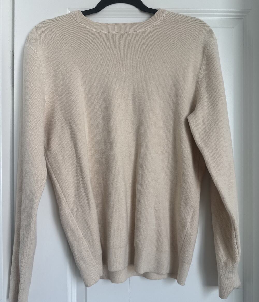 NAADAM Crewneck Sweater Beige Cotton Cashmere Long Sleeve Pullover Small EUC